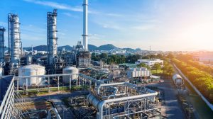 Aerial view of smart chemical oil refinery plant